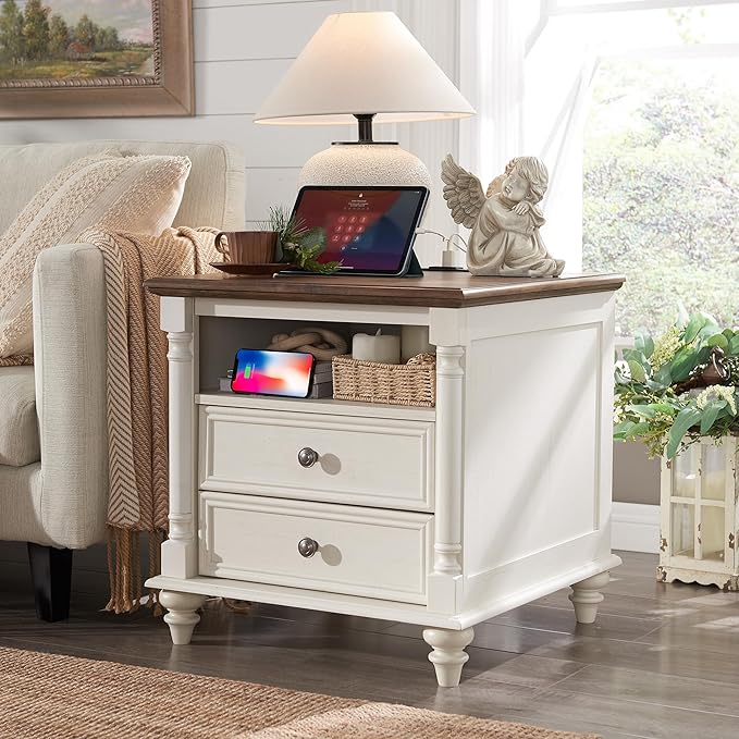 24'' Farmhouse End Table w/4 Solid Wood Feet