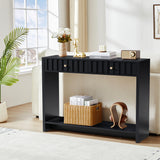 Entryway Console Table with Fluted Drawers, Mid Century Entryway Table with Storage