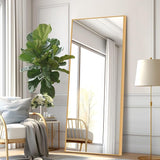 Oversized Full-Body Mirror, Large Arched Full Length Mirror with Stand, 76"x35" Aluminum