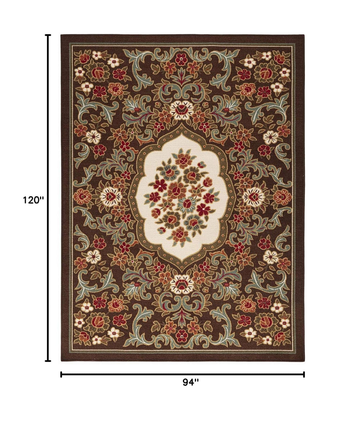 Antep Rugs Alfombras Non-Skid (Non-Slip) 8x10 Rubber Backing Modern Floral Low Profile Pile Indoor Area Rugs (Brown, 7'10" x 10')