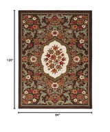 Antep Rugs Alfombras Non-Skid (Non-Slip) 8x10 Rubber Backing Modern Floral Low Profile Pile Indoor Area Rugs (Brown, 7'10" x 10')