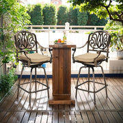 Outdoor Swivel Bar Stools Set of 2, Cast Aluminum Patio Bar Height Chairs