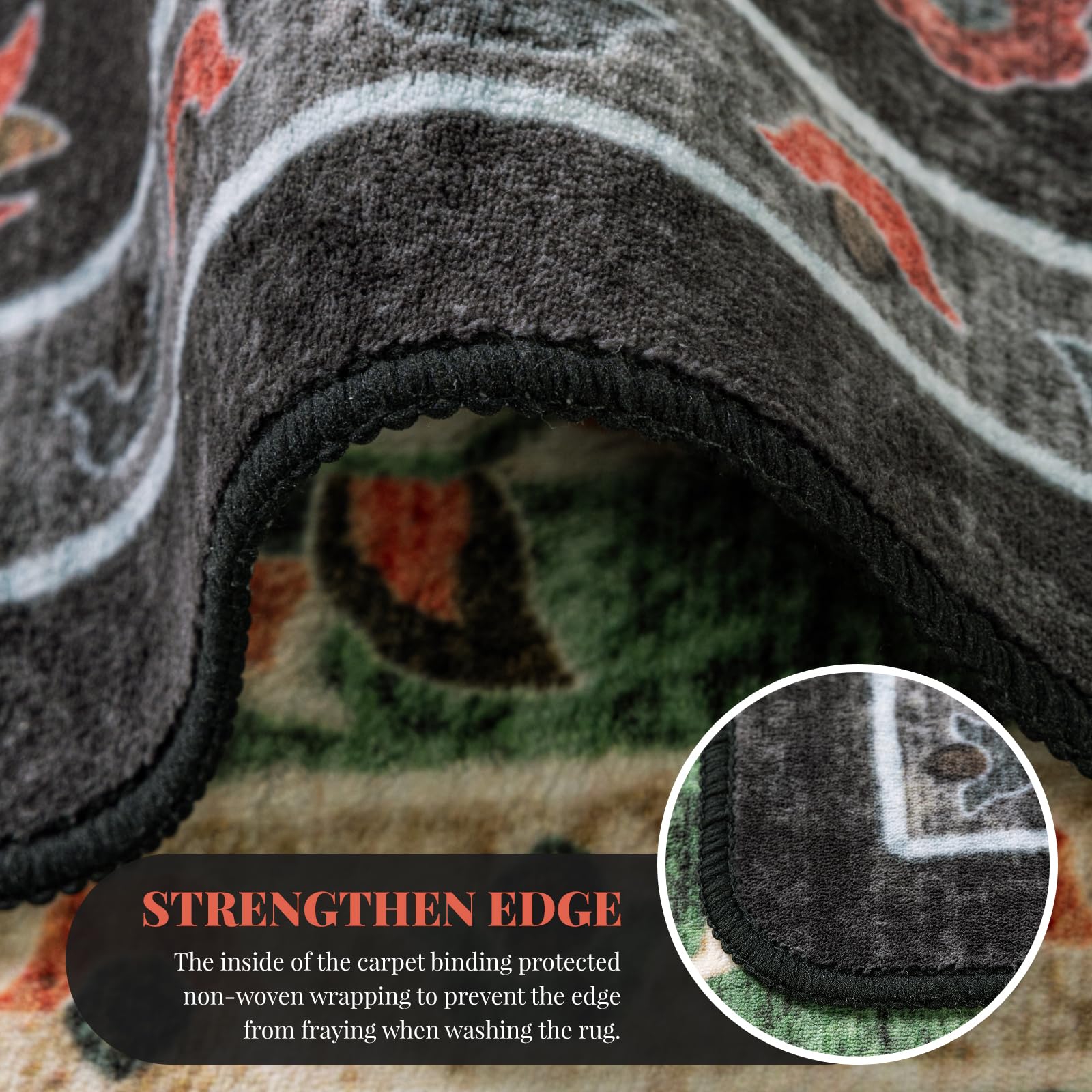 Boho Large Area Rug, Washable Rug, Ultra Soft Area Rug, Non Slip Abstract Rug Foldable,