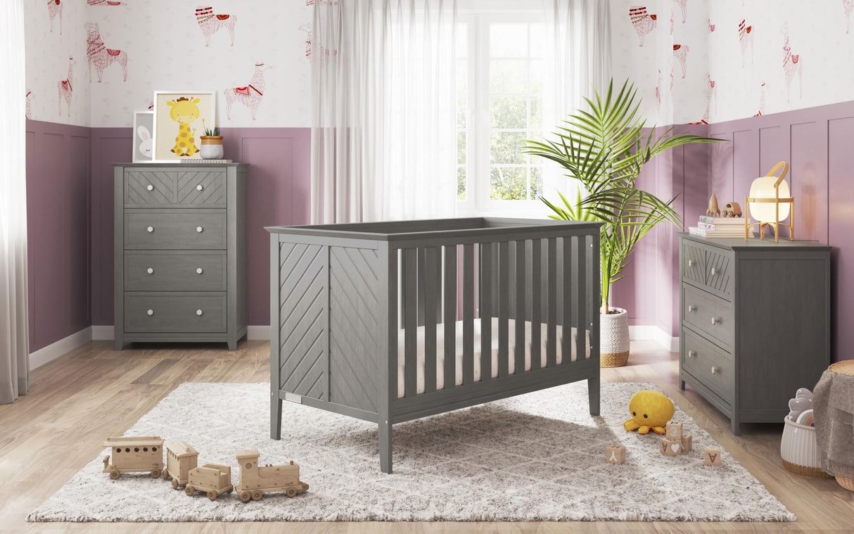 Child Craft Atwood 3-in-1 Convertible Crib, Baby Crib Converts to Day Bed, Toddler Bed, 3 Adjustable Mattress Positions, Non-Toxic, Baby Safe Finish (Lunar Gray)