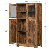 Storage Cabinet with 4 Doors, Floor Storage Cabinet with 2 Shelves, Bathroom Storage