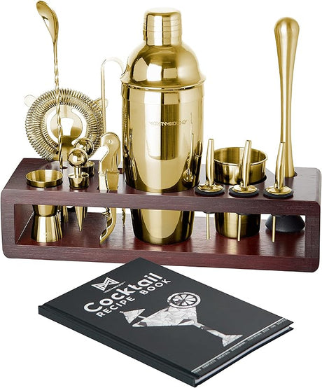 Cocktail Shaker Set - 24 Piece Stainless Steel Bartender Drink Kit & Stand