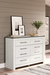 Schoenberg Coastal 6 Drawer Dresser, White