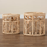 Bowie Natural Rattan Nesting End Table, 2-Piece Set