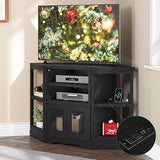 Corner TV Stand for TVs up to 55 Inch with Power Outlet, Modern Farmhouse