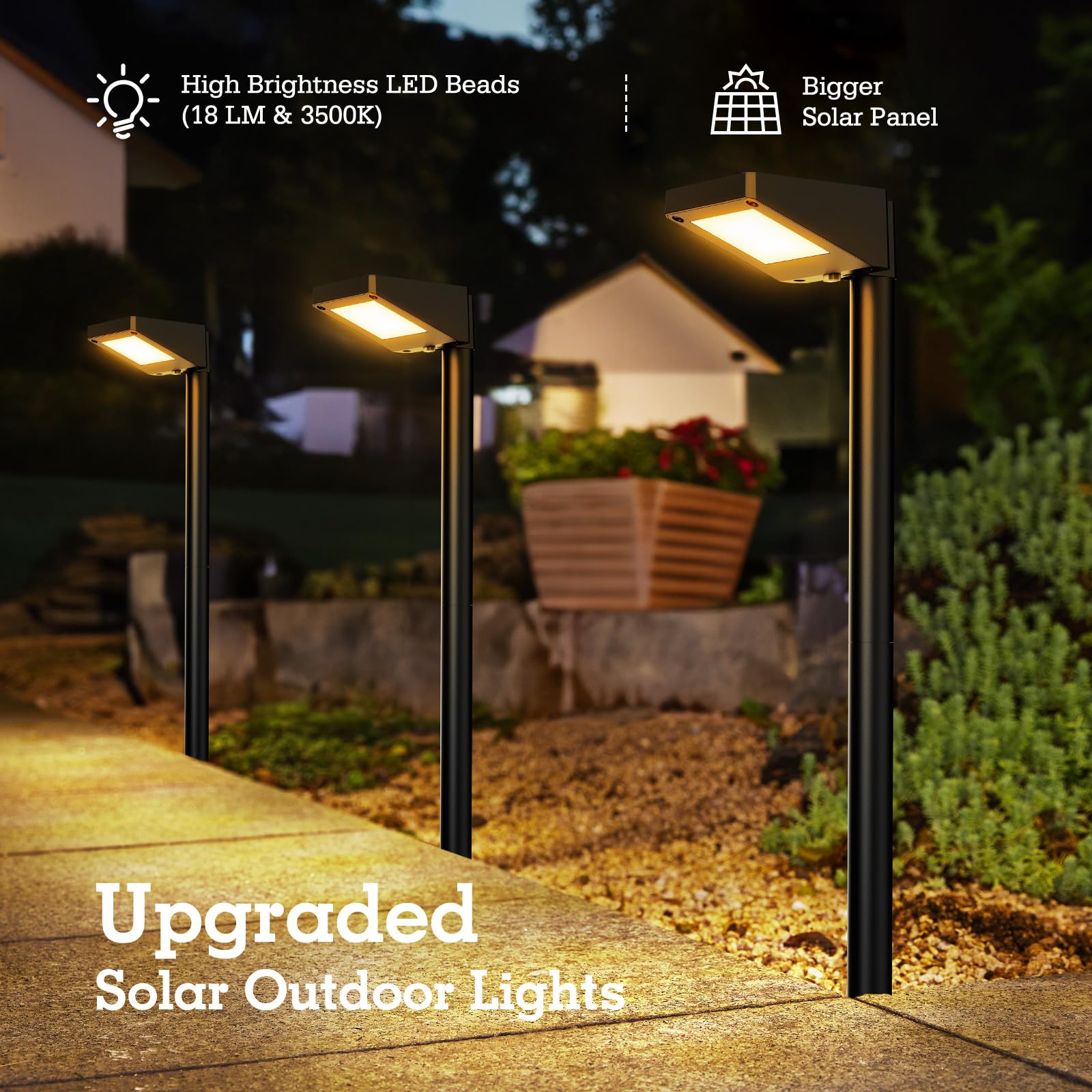 Solar Pathway Lights Outdoor, 8Pack 3500K Warm White Solar Powered Outdoor