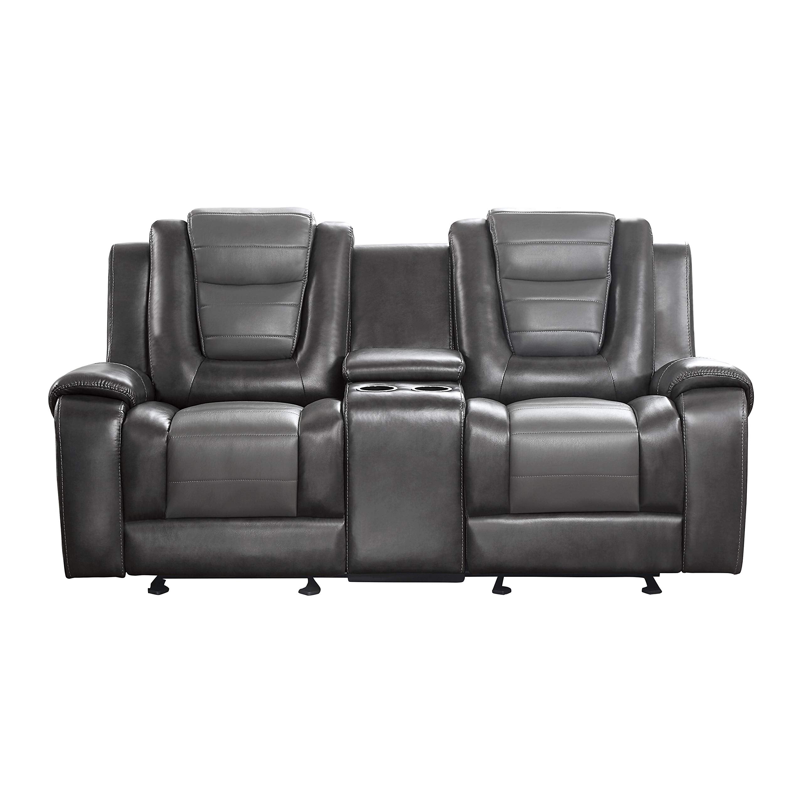 Manual Double Glider Reclining Loveseat, Two-Tone Gray