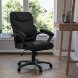 Megan Mid-Back Black LeatherSoft Overstuffed Swivel Task Ergonomic Office Chair