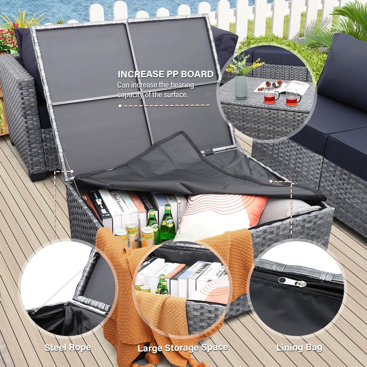 Outdoor PE Wicker Coffee Table - Resin Rattan Patio Table