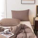 Cotton Duvet Cover King Ultra Soft 100% Cotton Solid Color Coffee Duvet Cover Set with