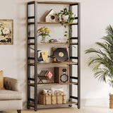 Bookshelf, 31.5in Wide Shelf 6 Tier Bookcase, 110lbs/shelf Vintage Industrial Style Bookshelves for Bedroom