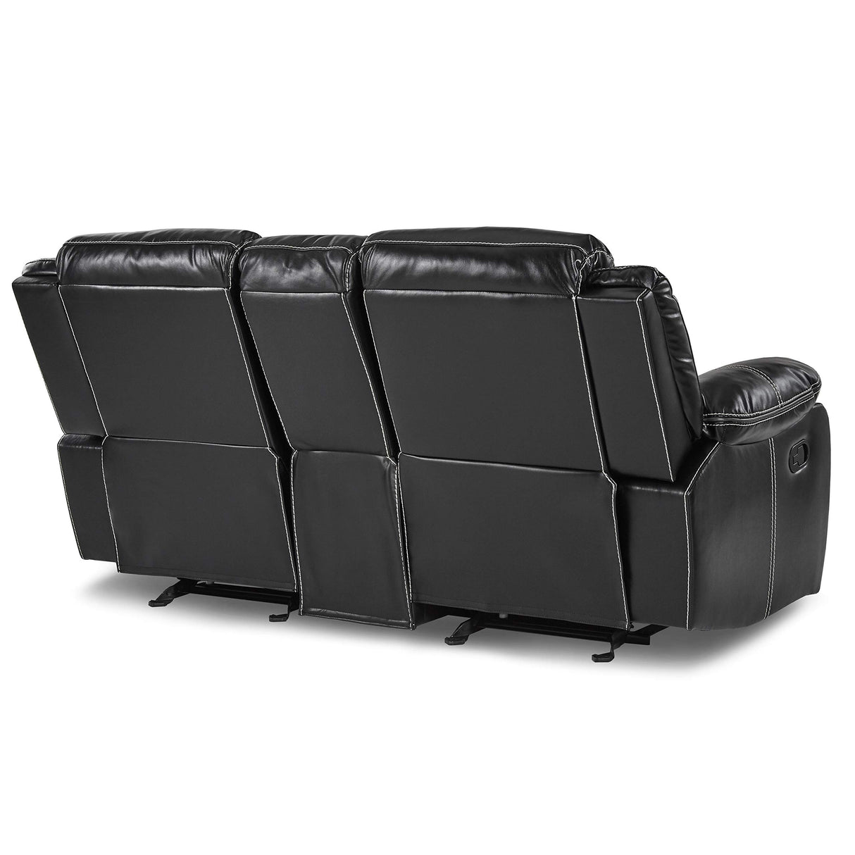 Manual Double Glider Reclining Loveseat, Black