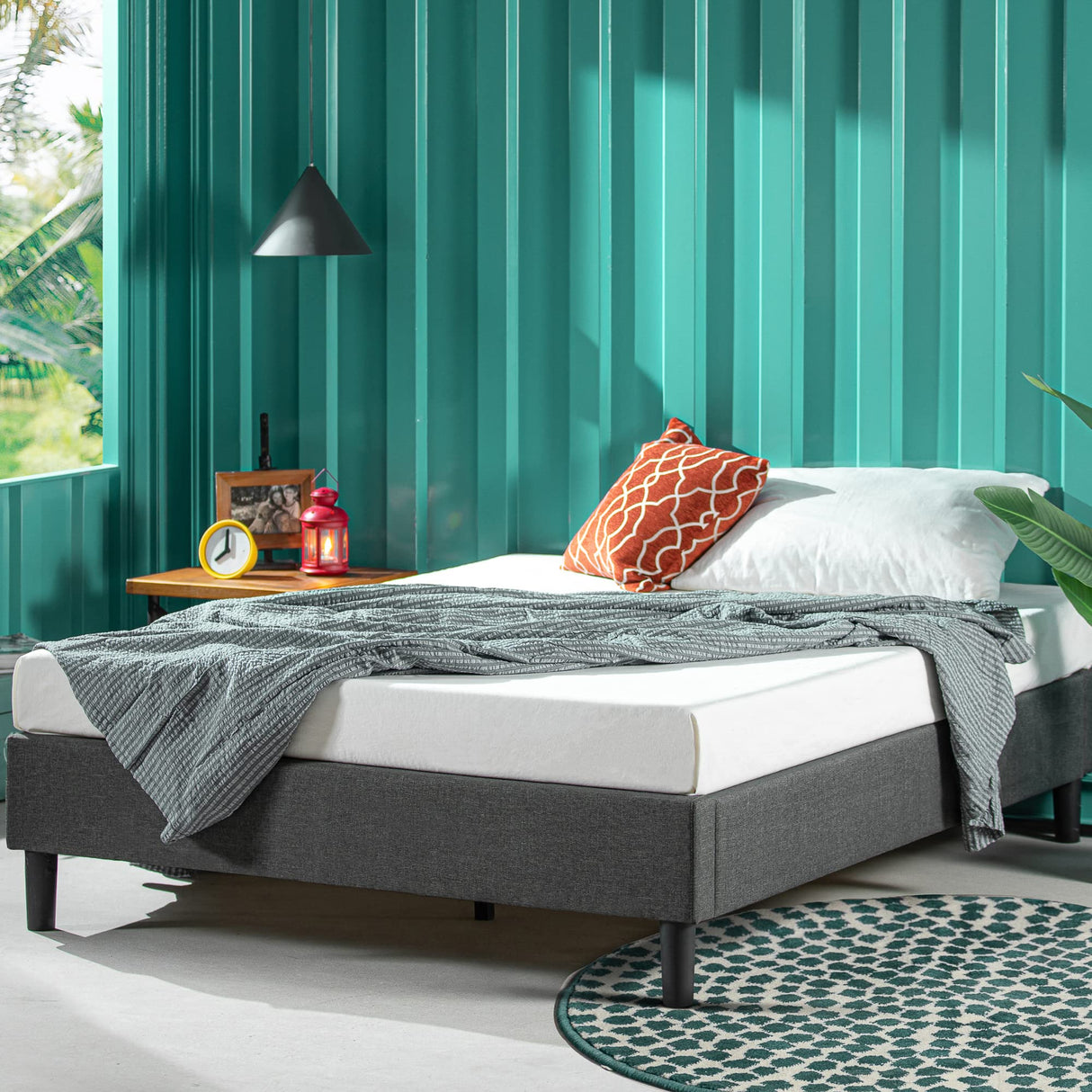 Curtis Upholstered Platform Bed Frame, Mattress Foundation