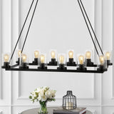 JYL7555A Athos 45.5" 12-Light Iron Rustic Farmhouse Linear LED Chandelier Pendant Bohemian Cottage