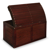 Kid's Hardwood Barrel Top Toy Box Storage Chest with Safety Hinge - Cherry