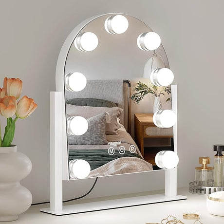 Vanity Mirror with Lights, 14''x12'' Arched Hollywood Makeup Mirror with 3 Color