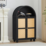 Sideboard Buffet Cabinet, Modern Arched Storage Cabinet with Rattan Decor Doors