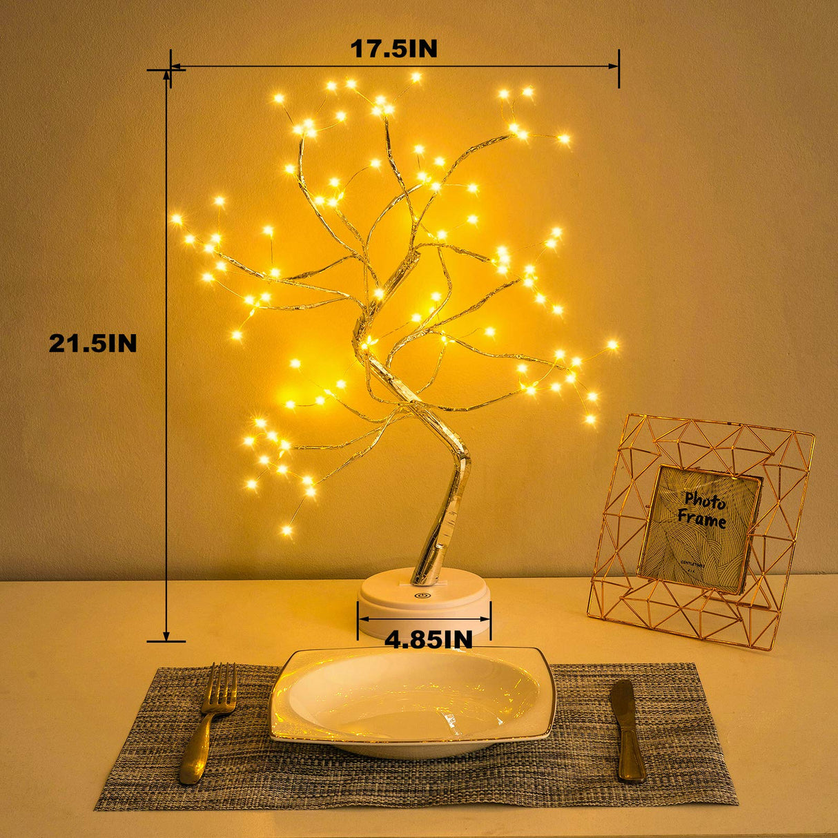 20” 108LED Fairy Sparkly Tree Lamp with Remote Control, USB&3AA Powered 8 Modes,