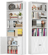 Industrial Bookshelves and Bookcases with Doors Set of 2 Floor Standing 6 Shelf Display