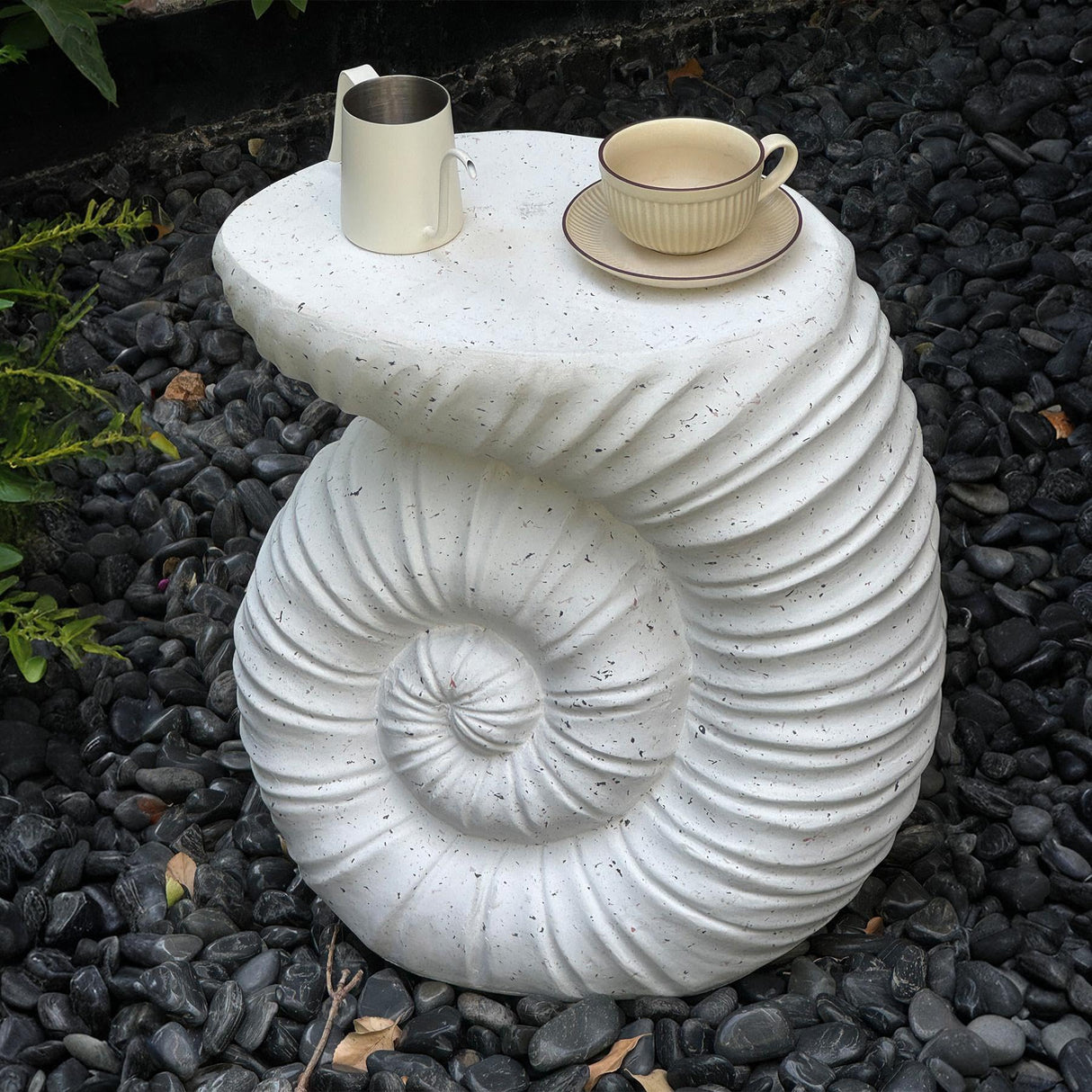 Pool Side Table，Outdoor Side Table, Concrete End Table, Round Accent Table for Indoor Modern Art Deco, Cement Side Tables for Outside Plant Stand, Artistic Style Tables Garden Stool for Patio - Bircata