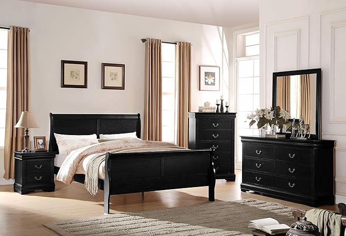 6-Piece Bedroom Set Bed, Dresser, Chest, 2 Nightstands and Mirro