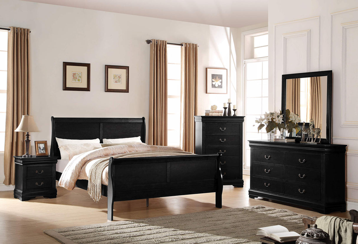 6-Piece Bedroom Set Bed, Dresser, Chest, 2 Nightstands and Mirro