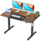 Electric Height Adjustable Electric Standing Desk, 55 x 28 Inch Sit Stand Desk with Memory Controllers, Stand up Desk for Home Office, Rustic Brown and Black Tabletop