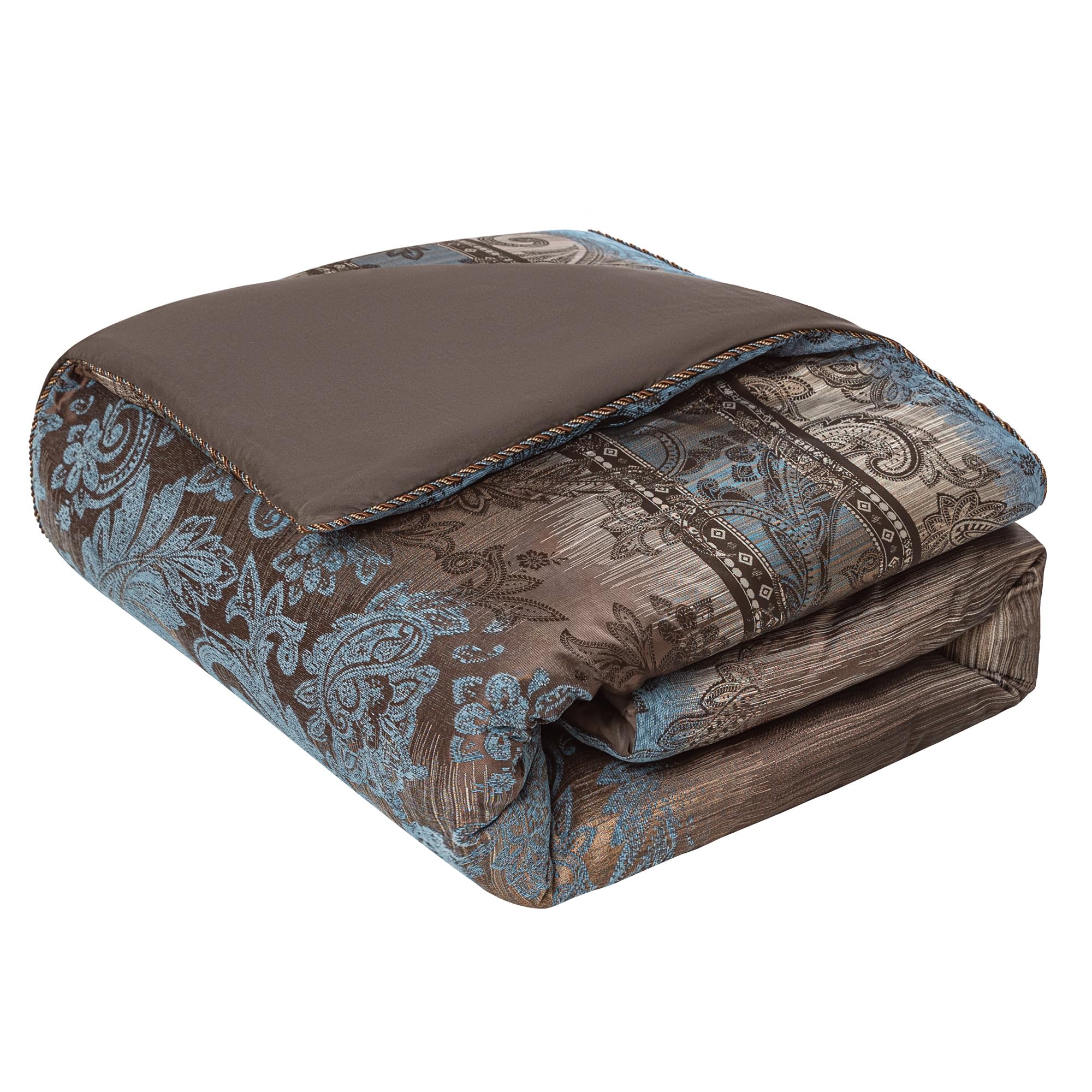 9-Piece Queen Comforter Set - Vintage Paisley Jacquard Bedding