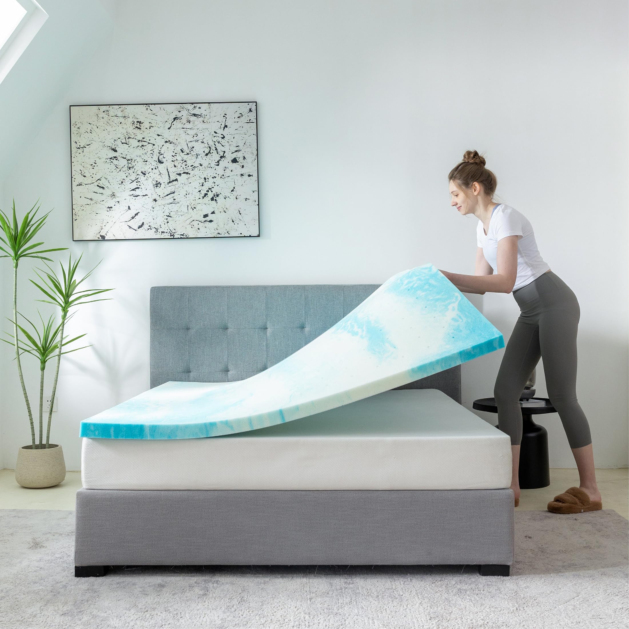 3 Inch Short Twin XL Gel Mattress Topper, Memory Foam Mattress Topper