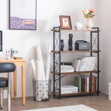 HCHQHS Bookshelf, 4-Tier Industrial Bookcase, Rustic Open Book Shelf, Freestanding Tall Bookshelves with Metal Frame