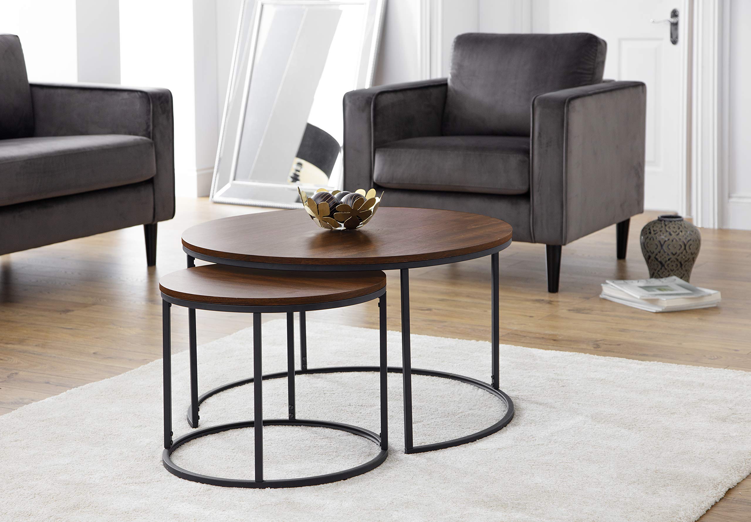 Bellini Round Nesting Coffee Table - Walnut Tables