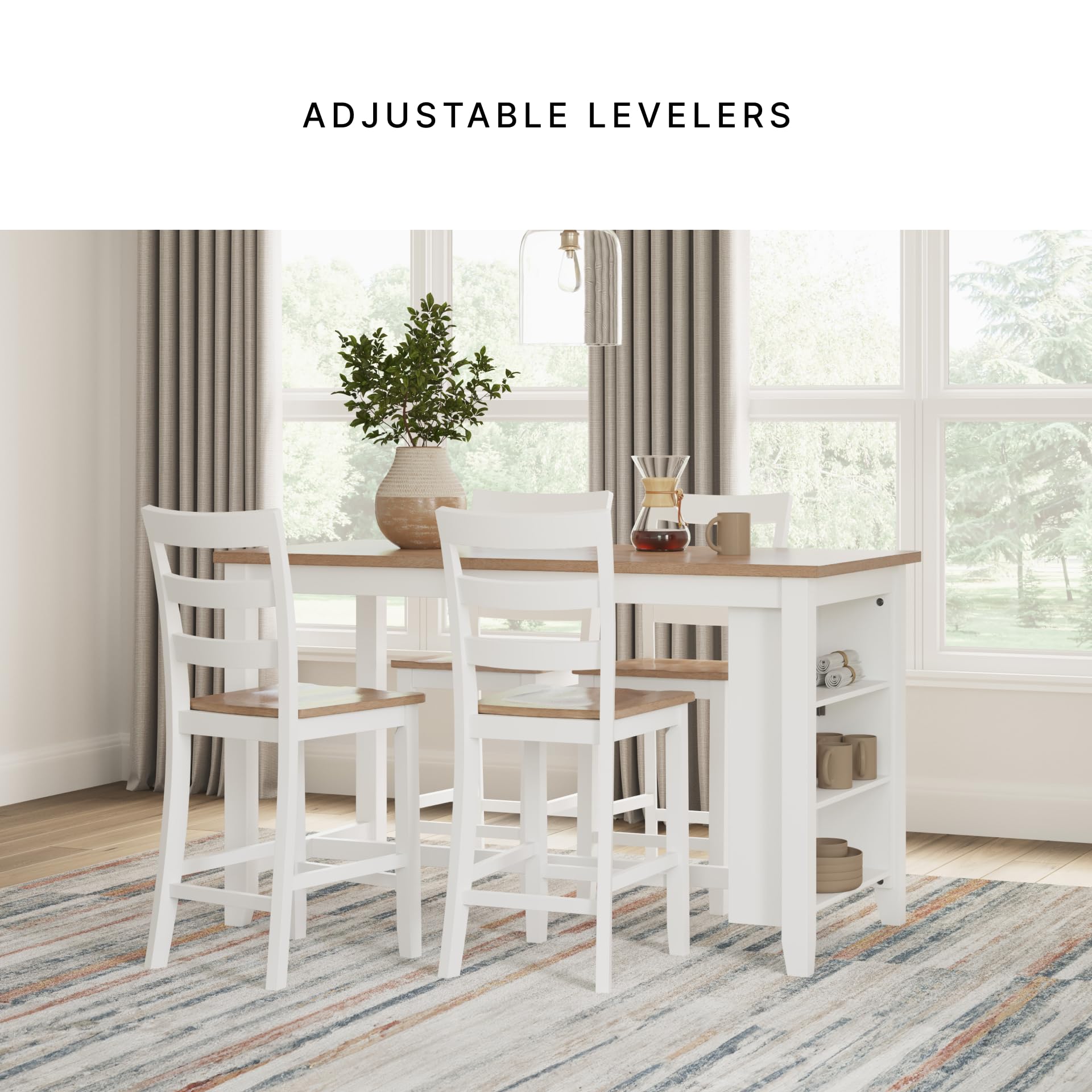 7-Piece Counter Height Dining Set with Gray Upholstered Bar Stools