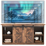 TV Stand for Televisions up to 65 Inchs, with Sliding Barn Doors and Storage Cabinets,