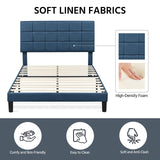 Full Upholstered Platform Bed Frame, Mattress Foundation with Height Adjustable Tufted