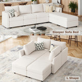 Modular Sectional Sofa, 6 Seat Modular Couch with Storage, Memory Foam