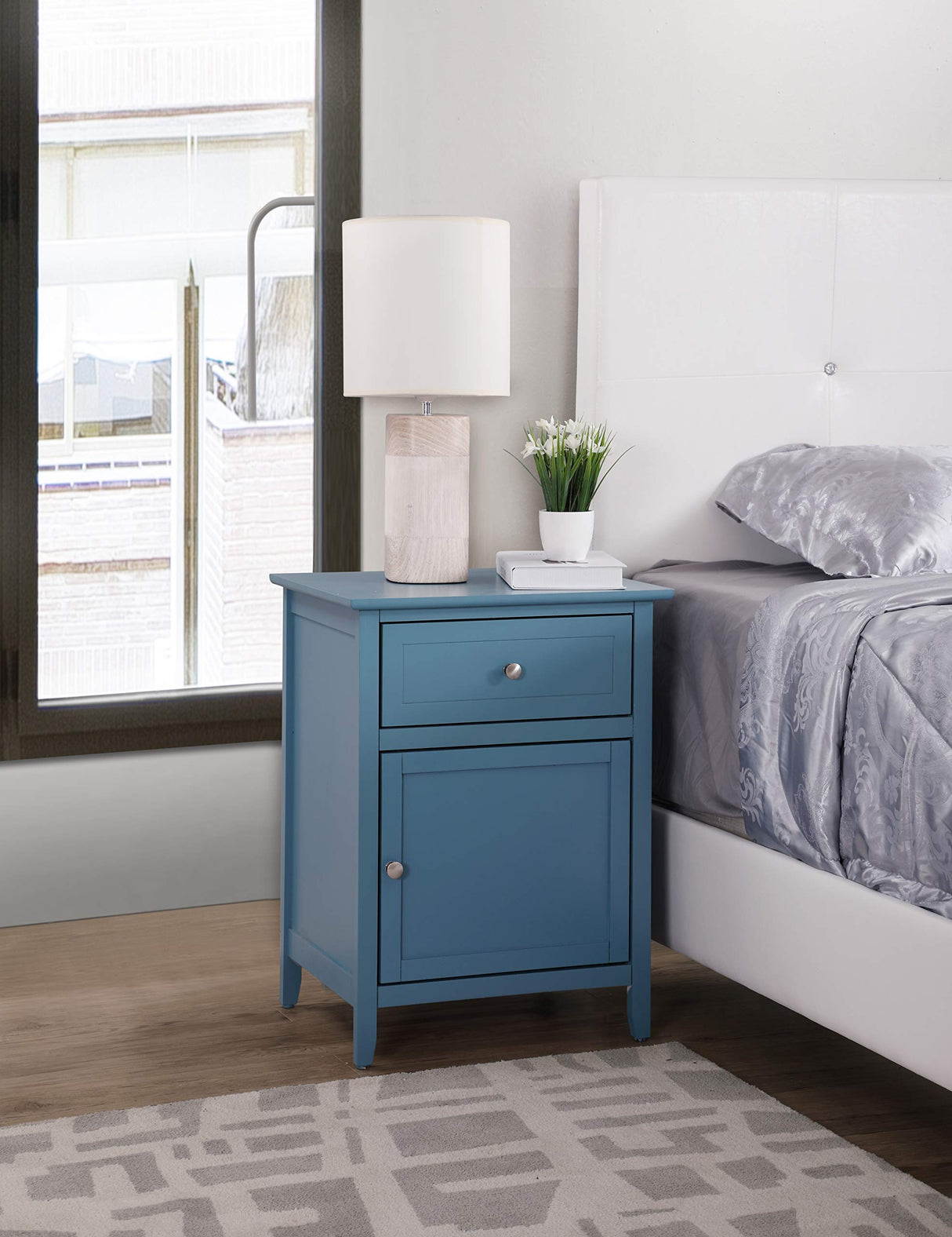 Nightstand Simple Style Bedside Table with Drawer End Table with Storage Cabinet Solid