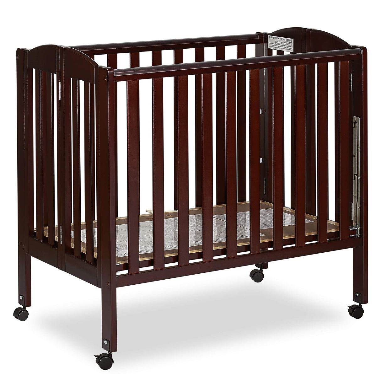 3 in 1 Portable Folding Stationary Side Crib in Espresso, Greenguard Gold Certified ,