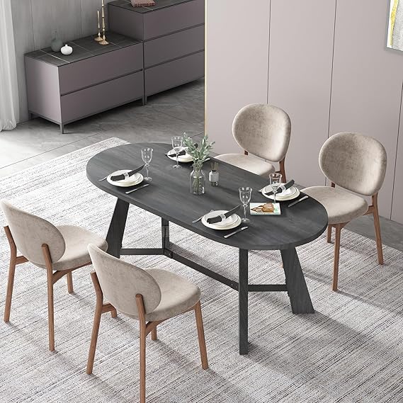 Rustic Oval Dining Table 70.86" - Farmhouse Wood Kitchen Table Seats 6-8