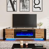 Fireplace TV Stand with 40" Fireplace, 80" Modern High Gloss Entertainment Center