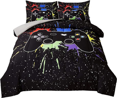 Gaming Comforter Sets for Kids Teen Boys,Video Games Controller Pattern Bedding Set