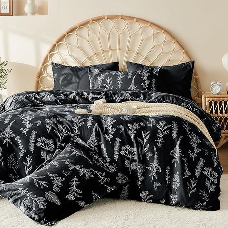 Terracotta Bed in a Bag Queen 7 Pieces, Queen Comforter Set Reversible Botanical Flowers Design,