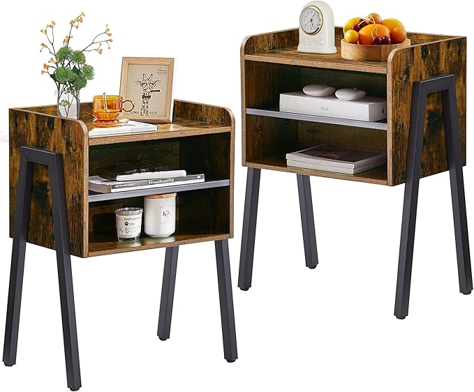 Nightstand Industrial Side End Table/Stackable Accent Furniture