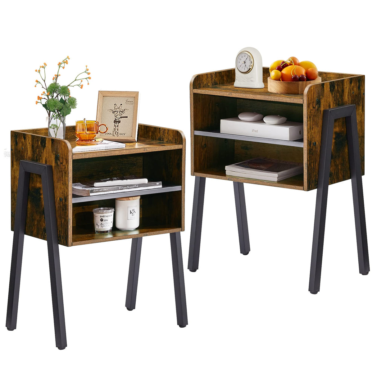 Nightstand Industrial Side End Table/Stackable Accent Furniture