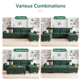 Velvet Sectional Couch with Storage U Shaped Couch with Chaises for Living Room,