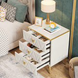 3-Drawer Nightstand Set of 2, Luxury Bedside Table End Table with Storage