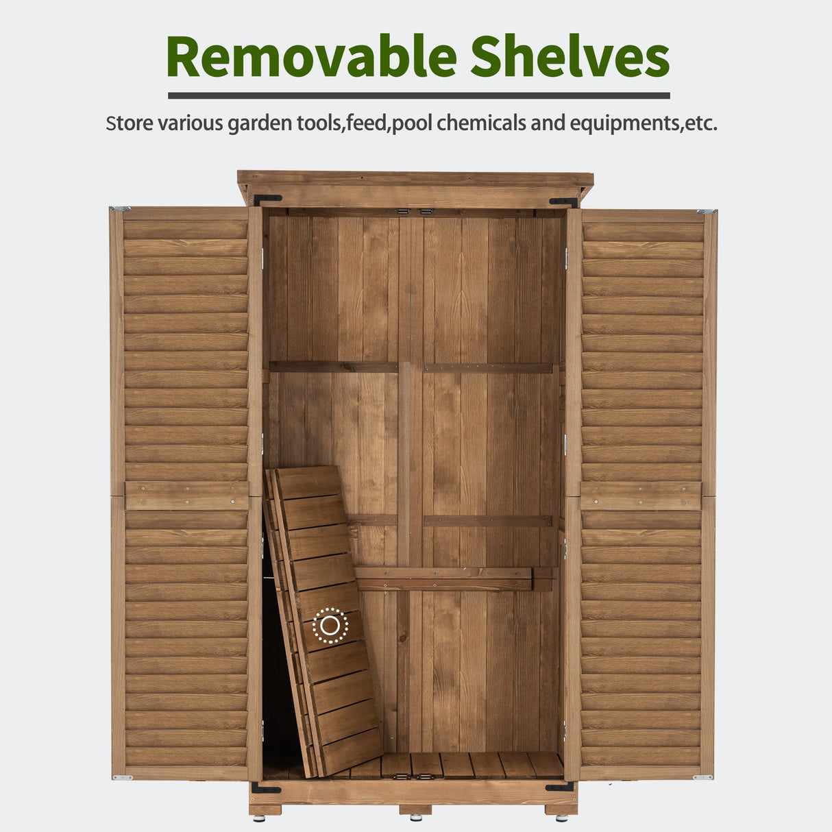 Outdoor Storage Cabinet, Garden Storage Shed, Outside Vertical Shed with Lockers